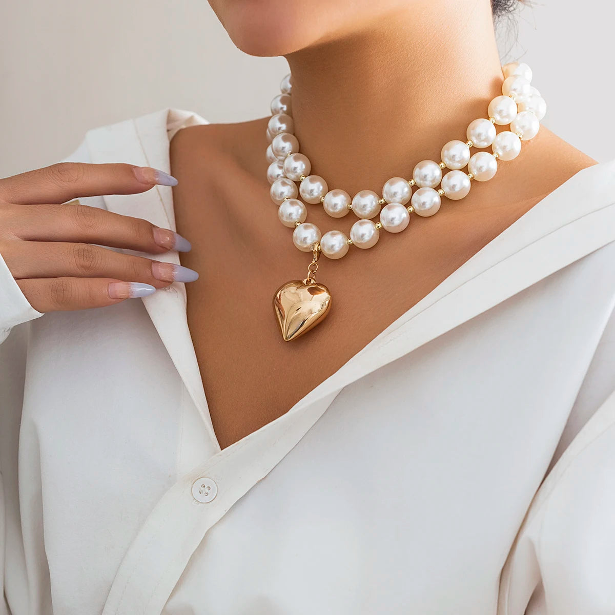Beaded Heart Necklace Duo — product and styling view 3