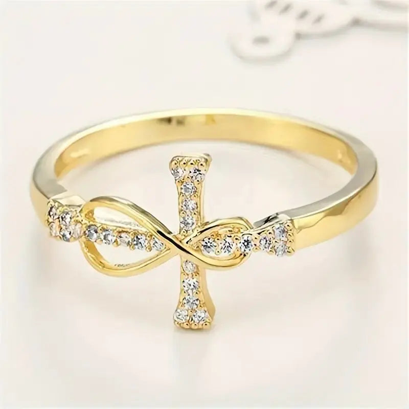 Infinity Cross Ring — product and styling view 8