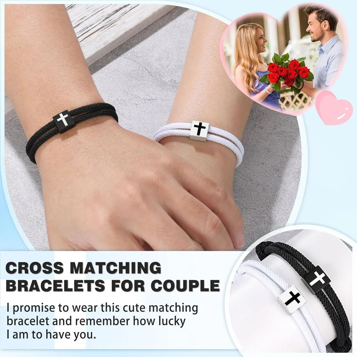 Rope Cross Bracelet Pair — product and styling view 4