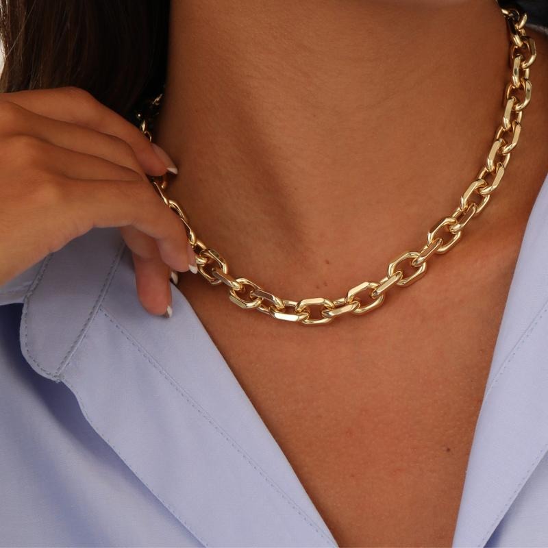 Heart Link Chain Necklace — product and styling view 1