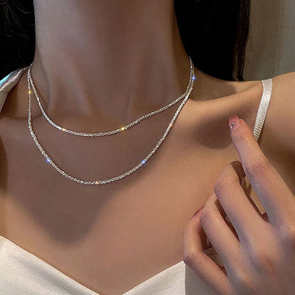 Fine Sparkle Chain Necklace — product and styling view 2