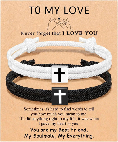 Rope Cross Bracelet Pair — product and styling view 2