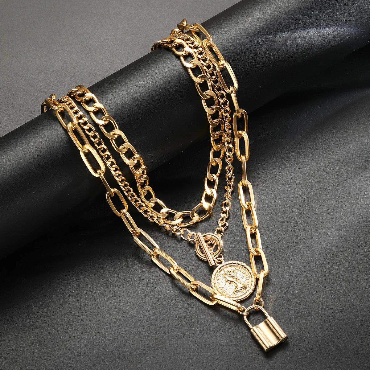 Mixed Chain Necklace Set — product and styling view 2
