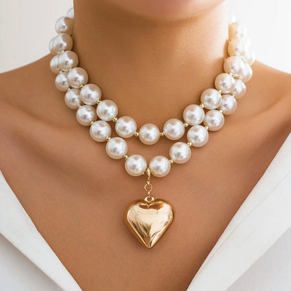 Beaded Heart Necklace Duo — product and styling view 1