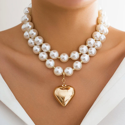 Beaded Heart Necklace Duo — product and styling view 1