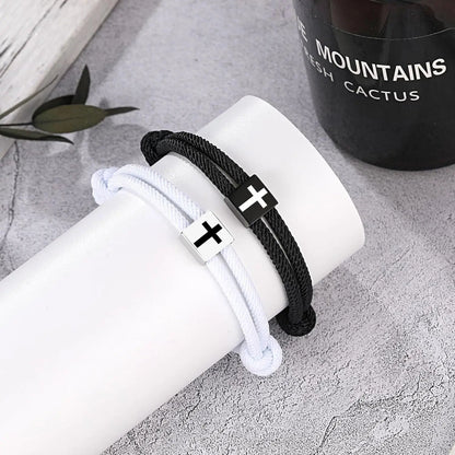 Rope Cross Bracelet Pair — product and styling view 3