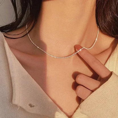 Fine Sparkle Chain Necklace — product and styling view 1