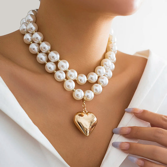 Beaded Heart Necklace Duo — product and styling view 2