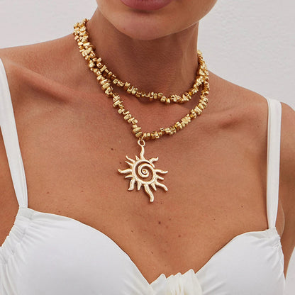 Spiral Sun Necklace Duo — product and styling view 2