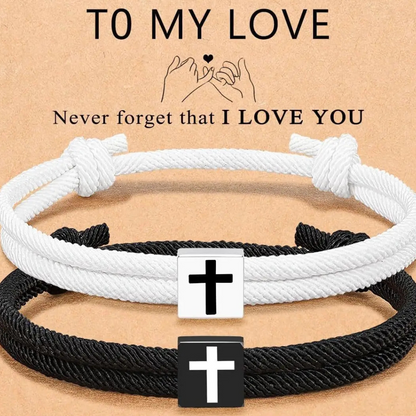 Rope Cross Bracelet Pair — product and styling view 1