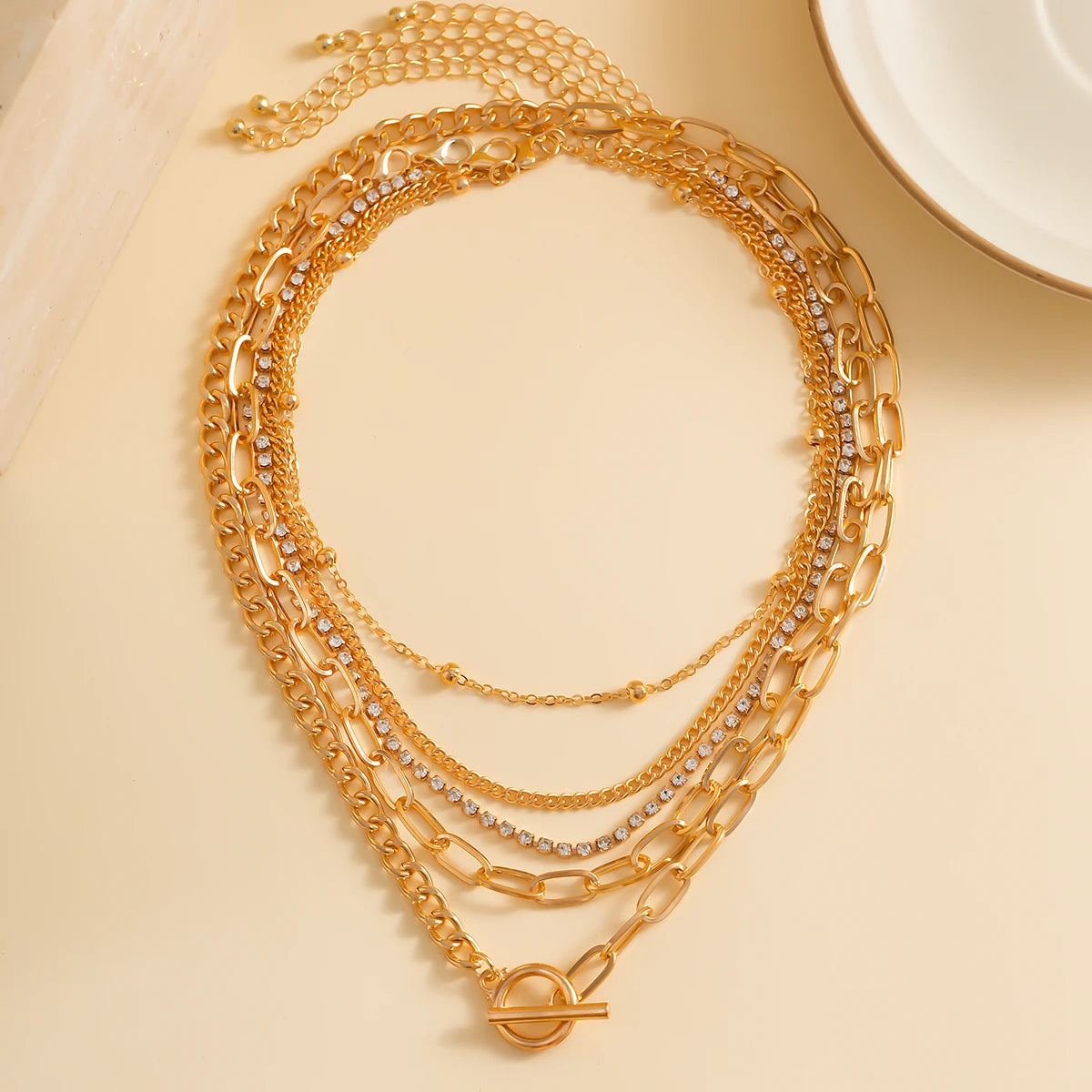 Layered Chain Necklace Set — product and styling view 3