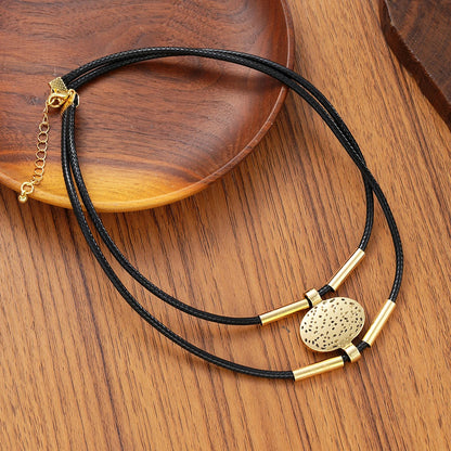 Textured Medallion Necklace Duo — product and styling view 3