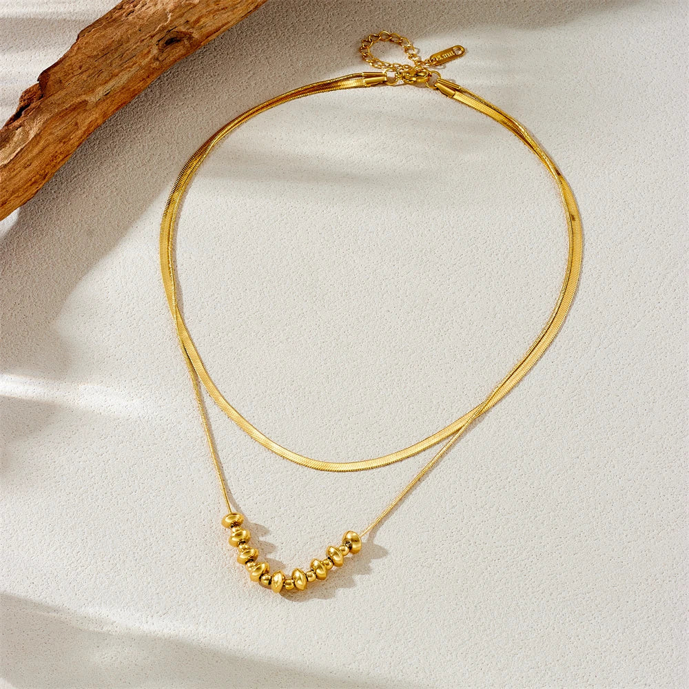 Herringbone & Bead Necklace Duo — product and styling view 3