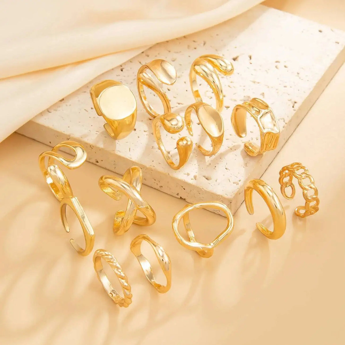 Geometric Statement Ring Stack — product and styling view 4