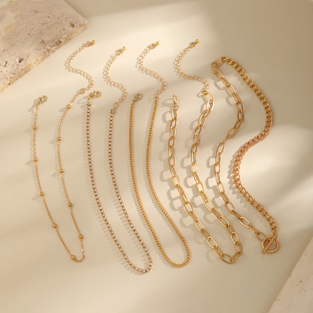 Layered Chain Necklace Set — product and styling view 4