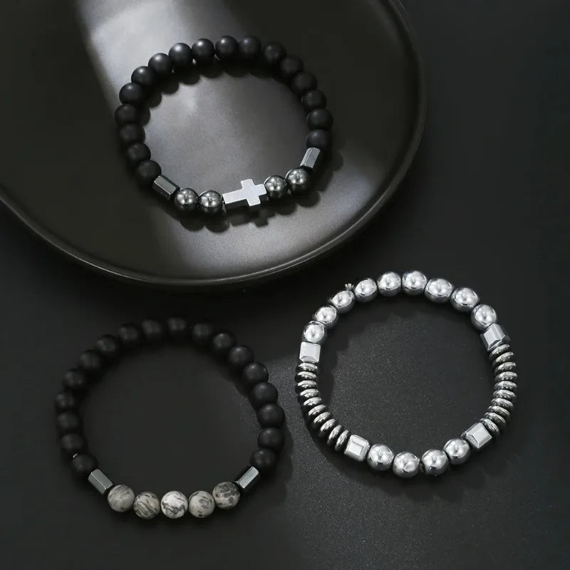Beaded Cross Bracelet Stack — product and styling view 5