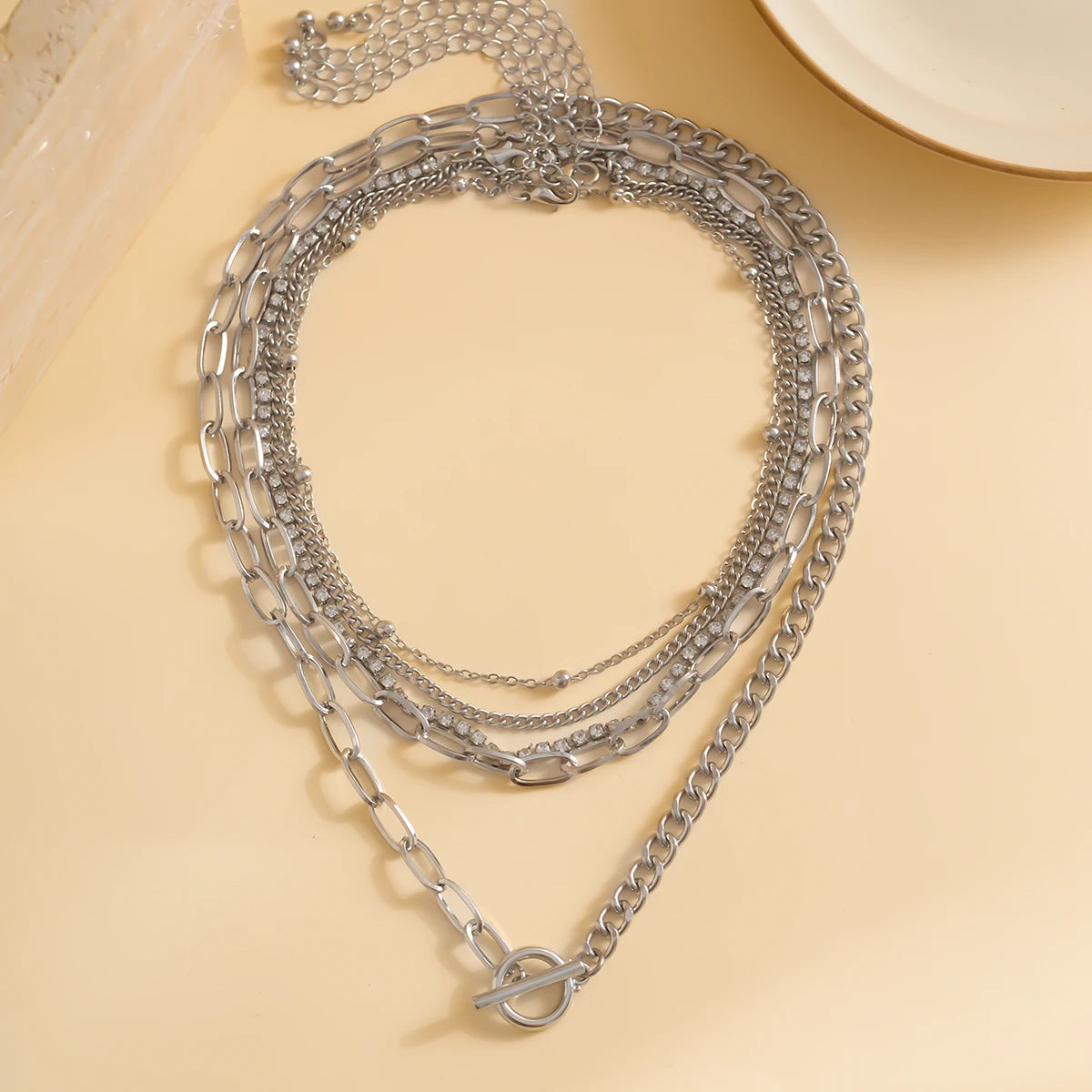 Layered Chain Necklace Set — product and styling view 5