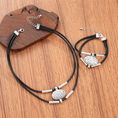 Textured Medallion Necklace Duo — product and styling view 5