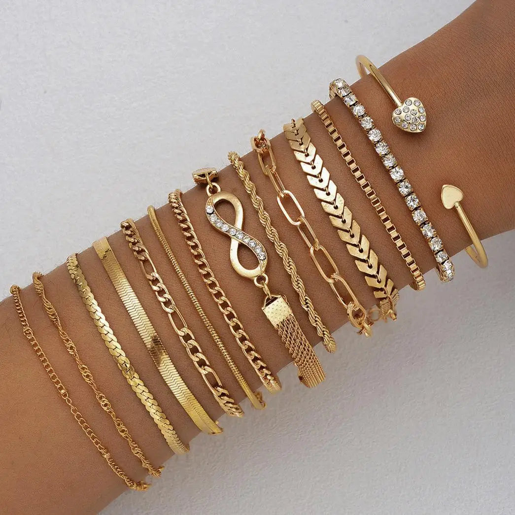 Mixed Chain & Charm Bracelet Stack — product and styling view 1