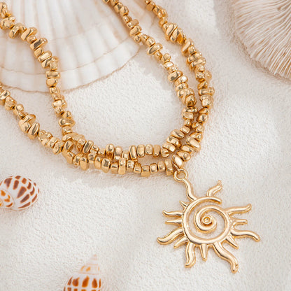 Spiral Sun Necklace Duo — product and styling view 4