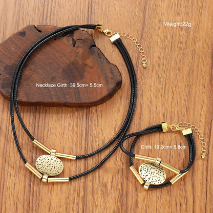 Textured Medallion Necklace Duo — product and styling view 6