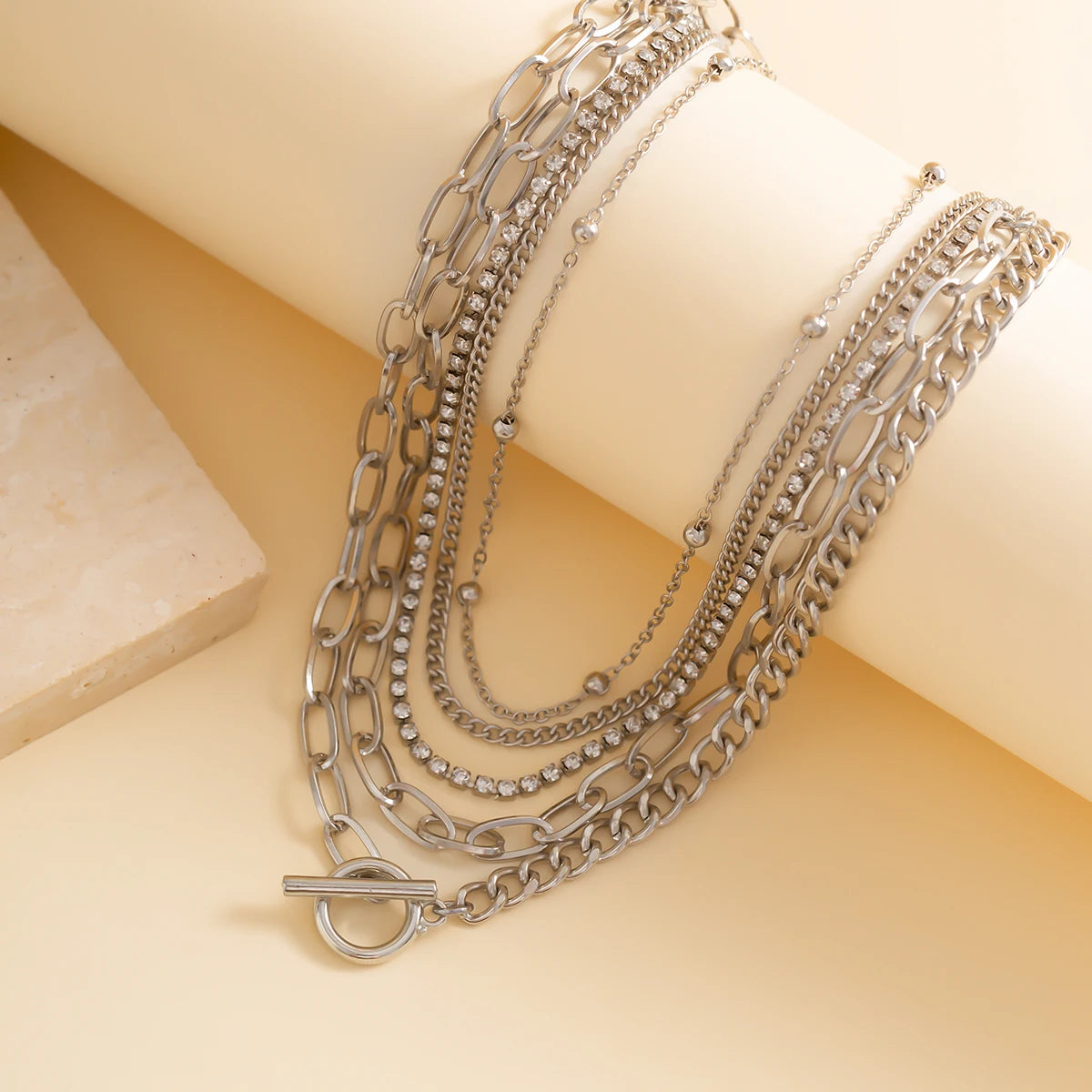 Layered Chain Necklace Set — product and styling view 6