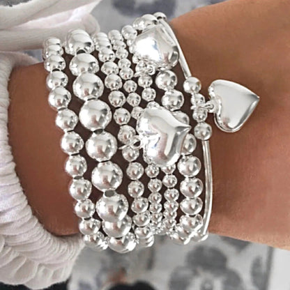 Beaded Heart Charm Bracelet Stack — product and styling view 2