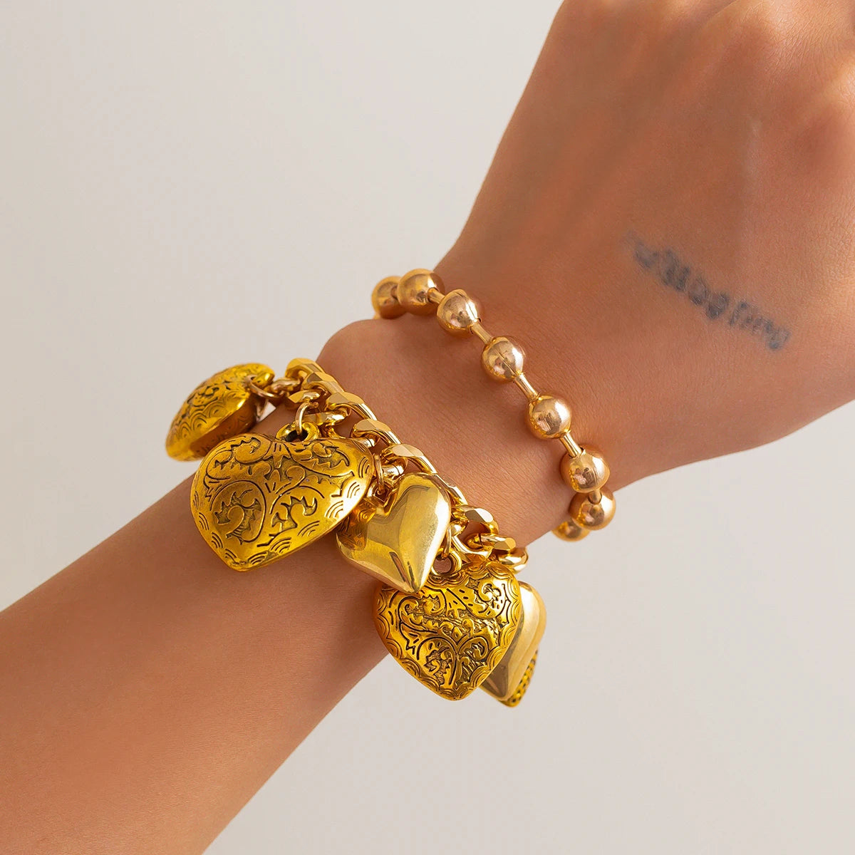 Statement Heart Necklace & Bracelet Set — product and styling view 4