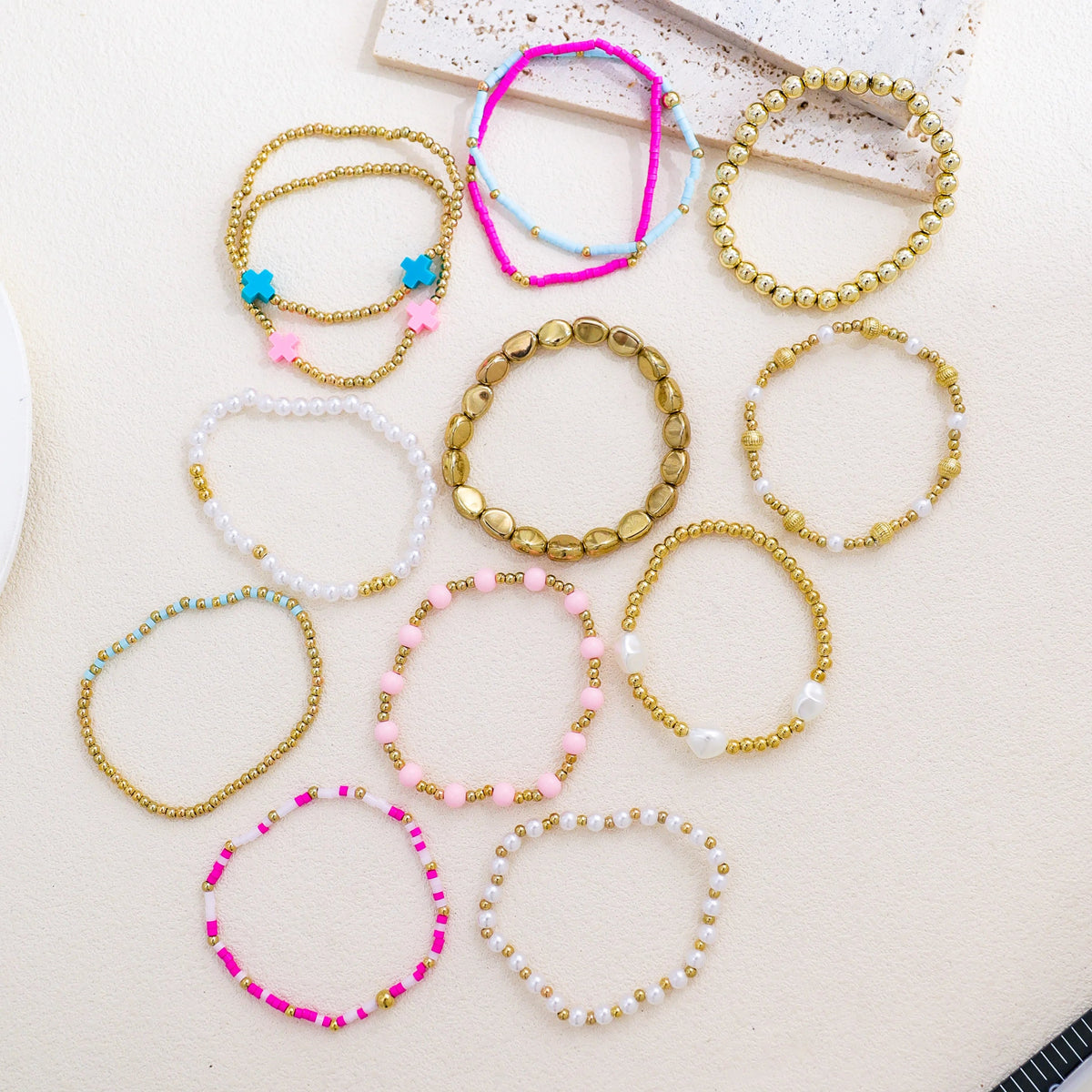 Colorful Charm Bracelet Stack — product and styling view 3