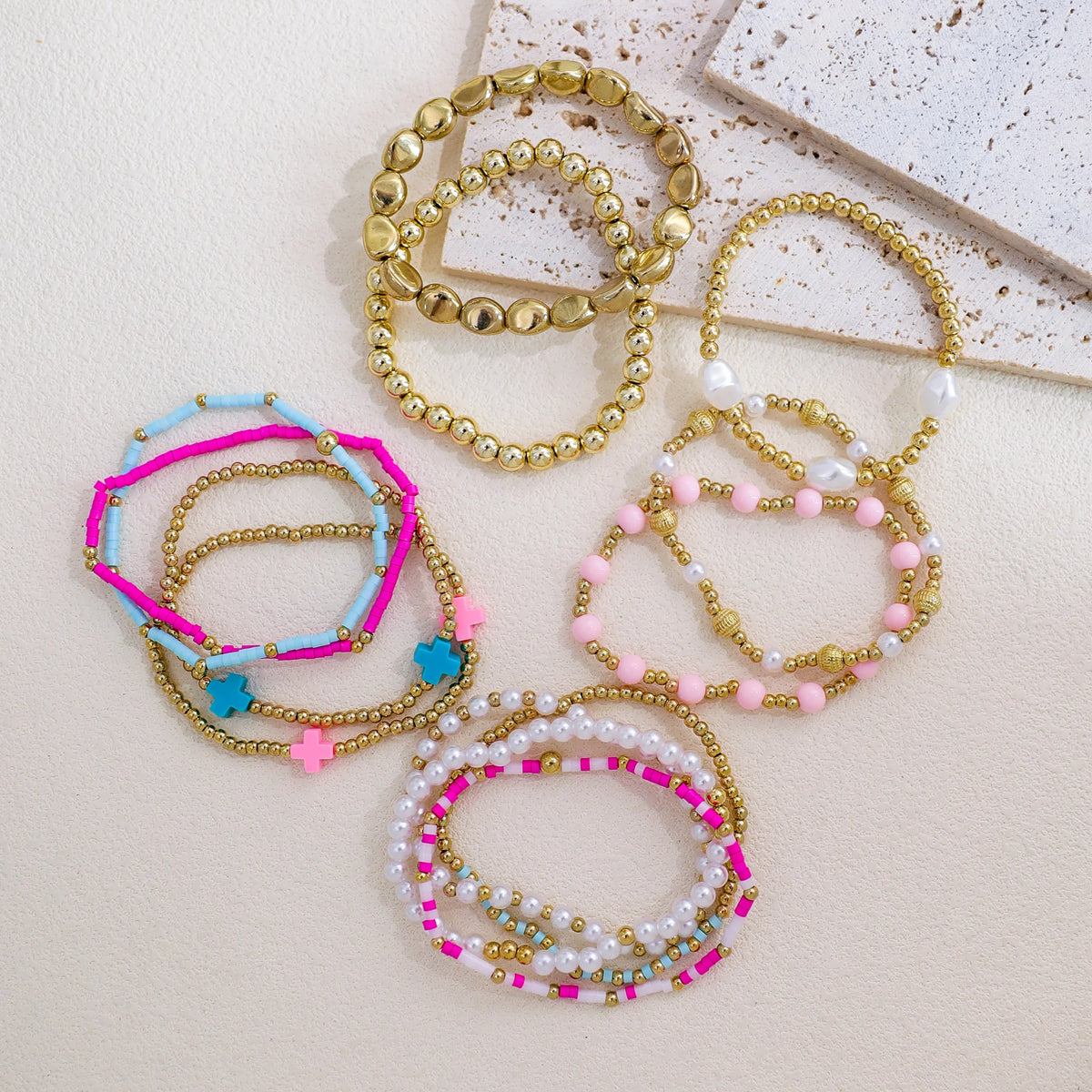 Colorful Charm Bracelet Stack — product and styling view 4