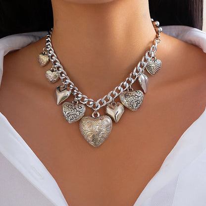 Statement Heart Necklace & Bracelet Set — product and styling view 5