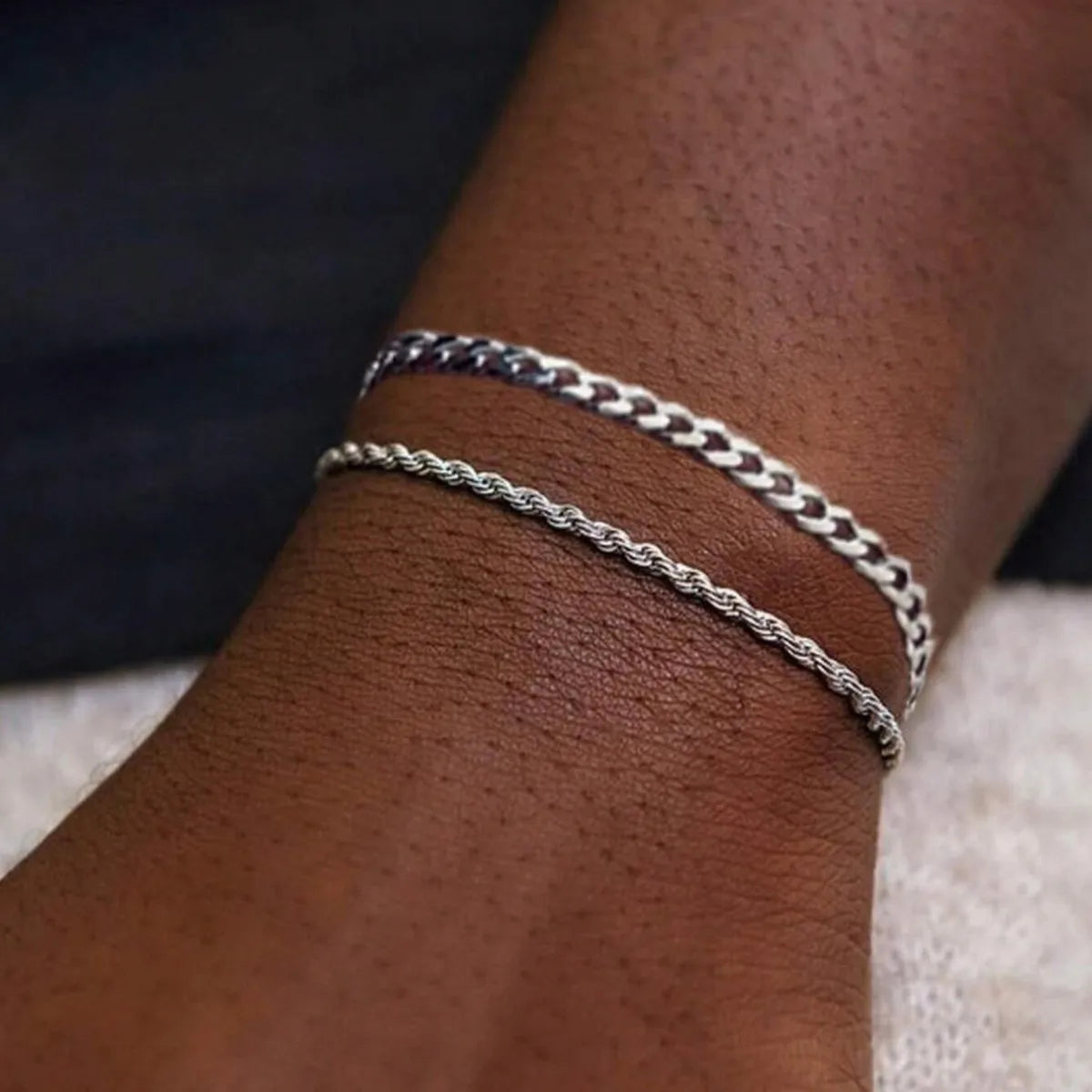 Cuban Link Bracelet Duo — product and styling view 3